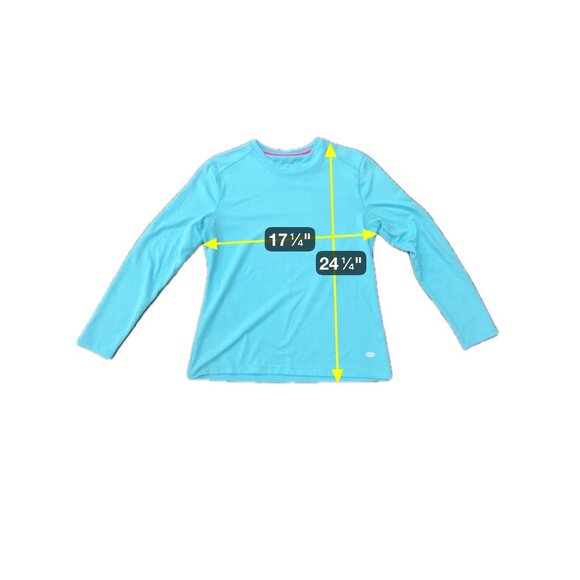 Reel Legends Aqua Blue Medium Long-Sleeve Performance Shirt Moisture Wicking - Picture 6 of 8